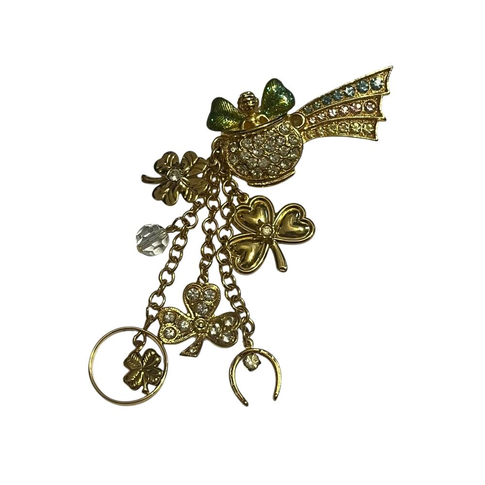 Kirks Folly Pot of Gold Four Leaf Clover Brooch